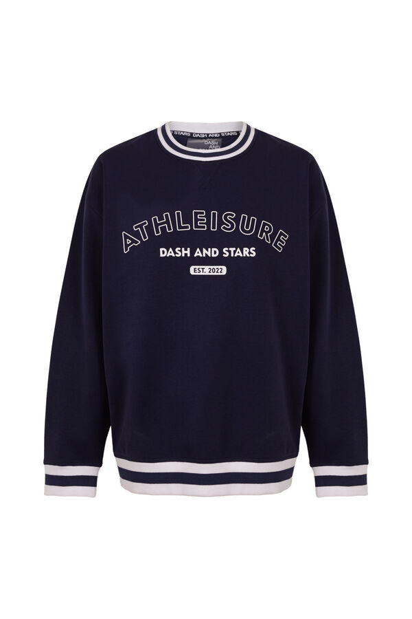 Dash and Stars Sweatshirt college em molet&atilde;o azul azul