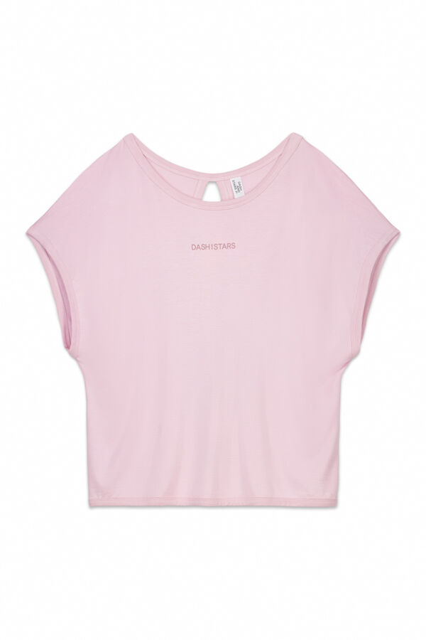 Dash and Stars T-shirt rosa de tecido extrassuave rosa