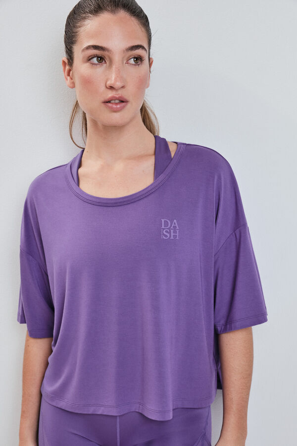 Dash and Stars T-shirt manga curta extrassuave roxa rosa