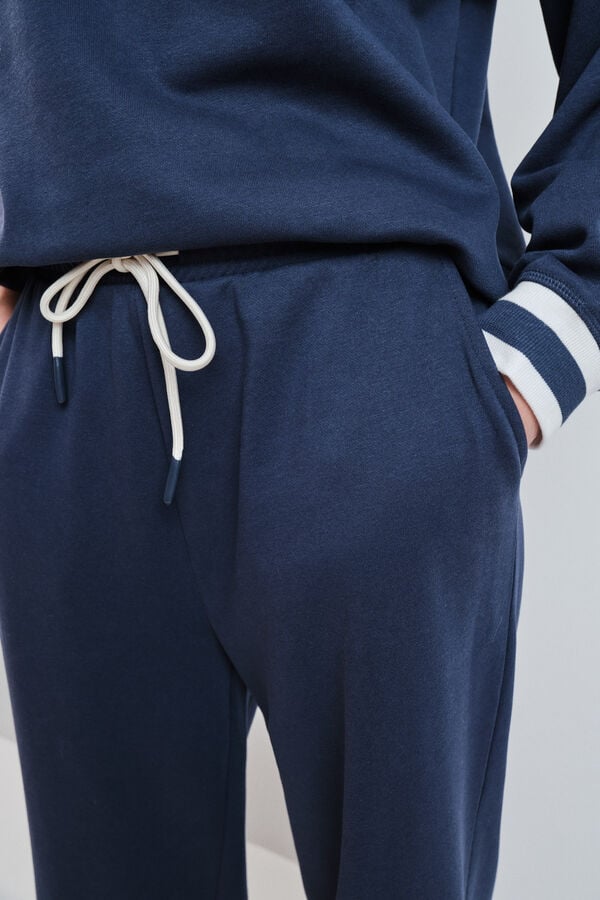 Dash and Stars Cal&ccedil;a reta em felpa azul azul