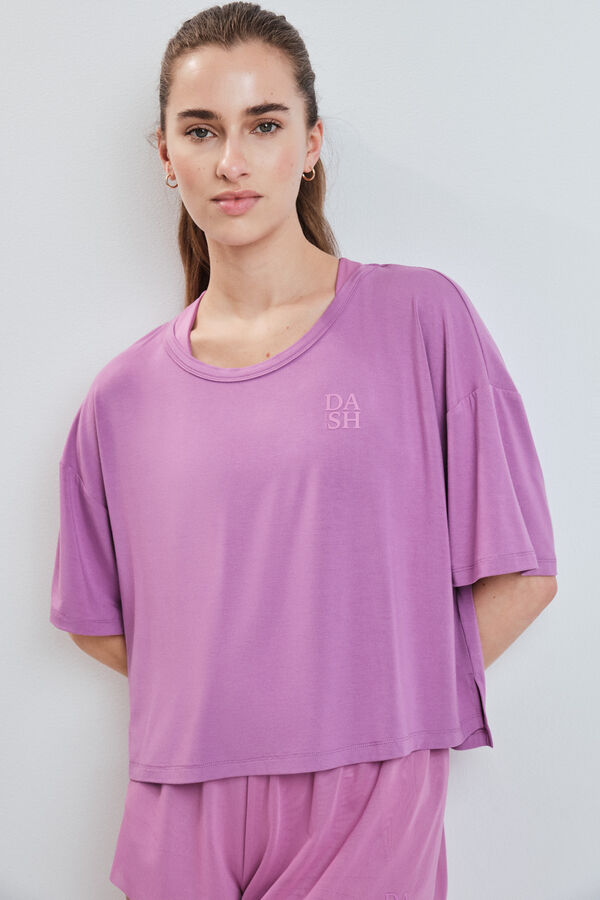 Dash and Stars T-shirt manga curta extrassuave rosa rosa