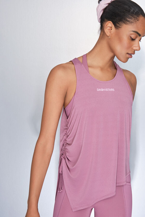 Dash and Stars T-shirt halter assimétrico rosa rosa