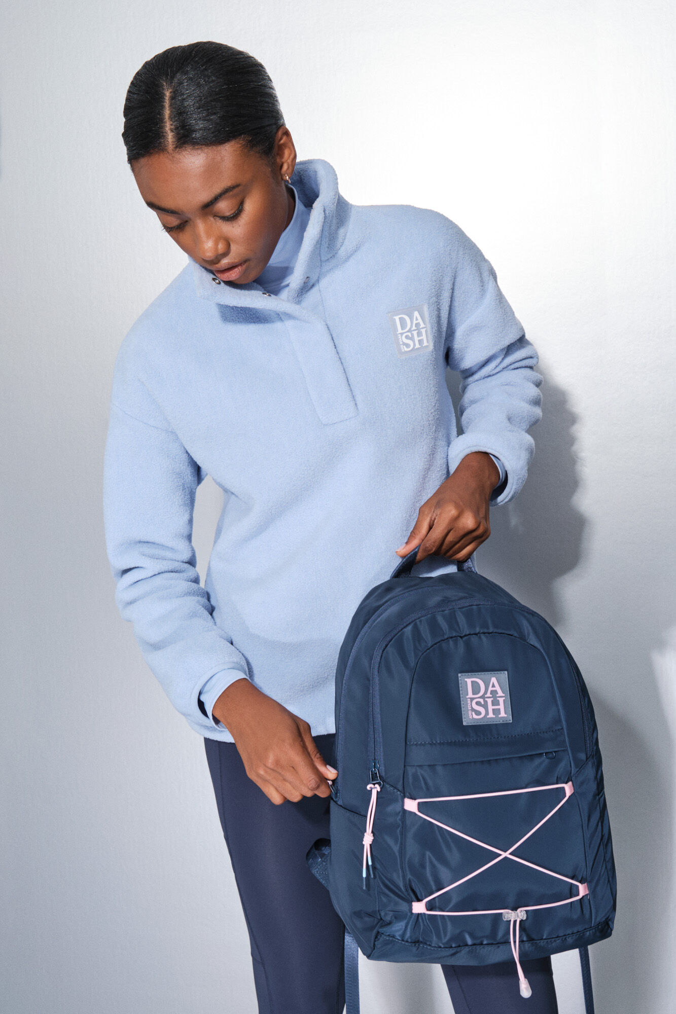 Dash and Stars Mochila deporte azul gomas rosa
