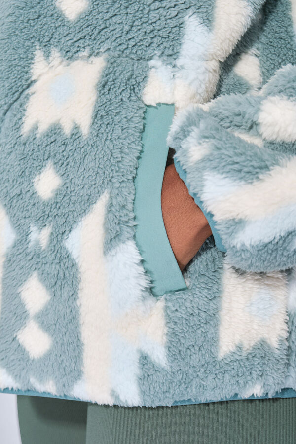 Dash and Stars Fecho-Éclair de lã com sweatshirt verde polar verde