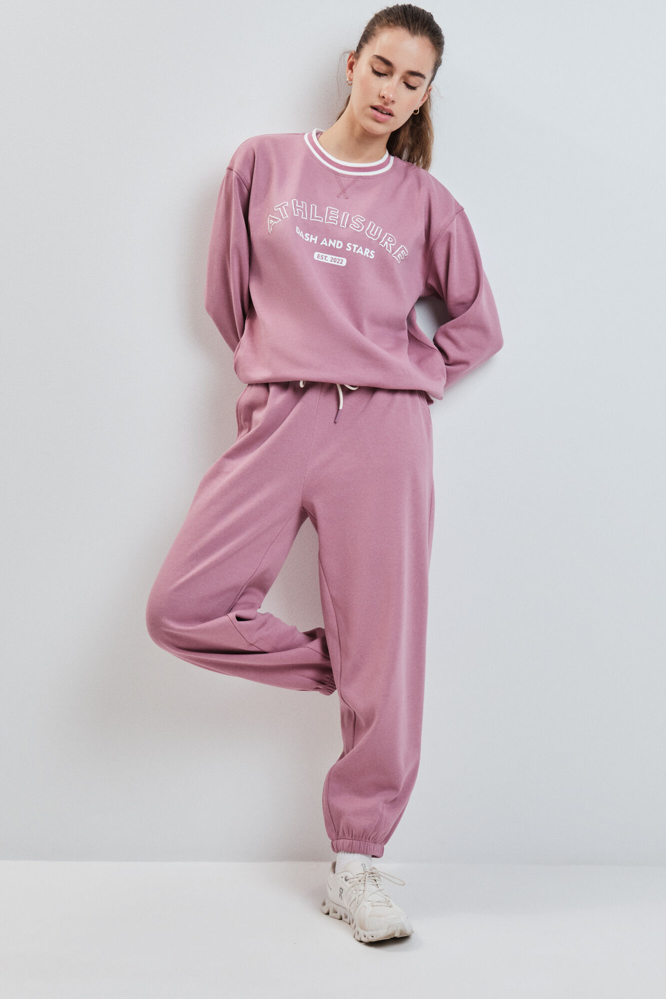 Dash and Stars Cal&ccedil;a reta em felpa rosa