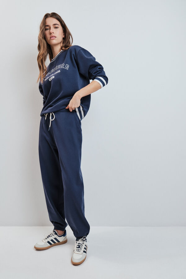 Dash and Stars Sweatshirt college em molet&atilde;o azul azul