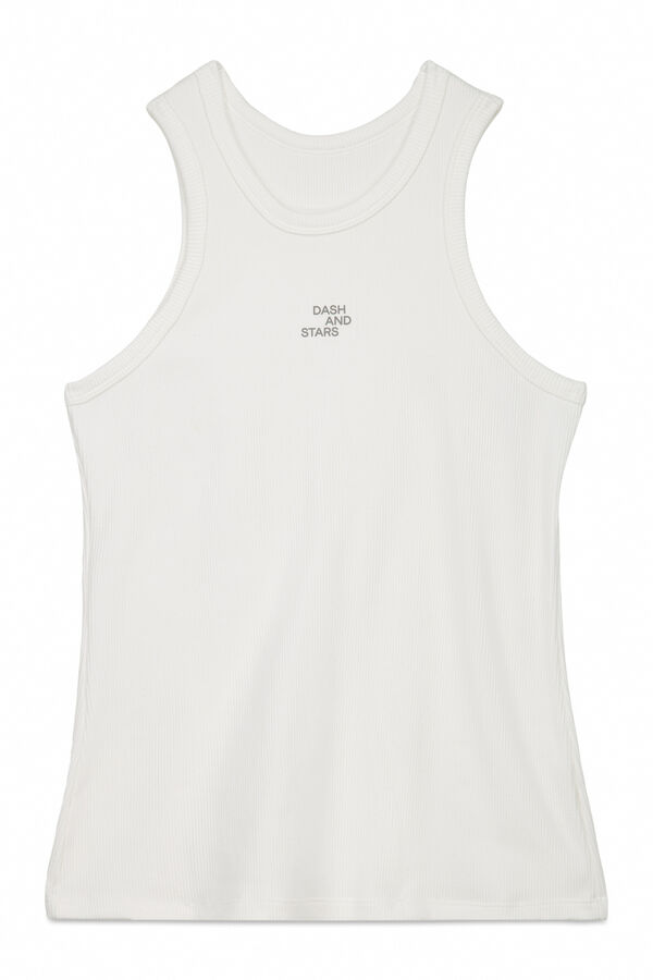 Dash and Stars T-shirt halter de algodão canelado branco branco