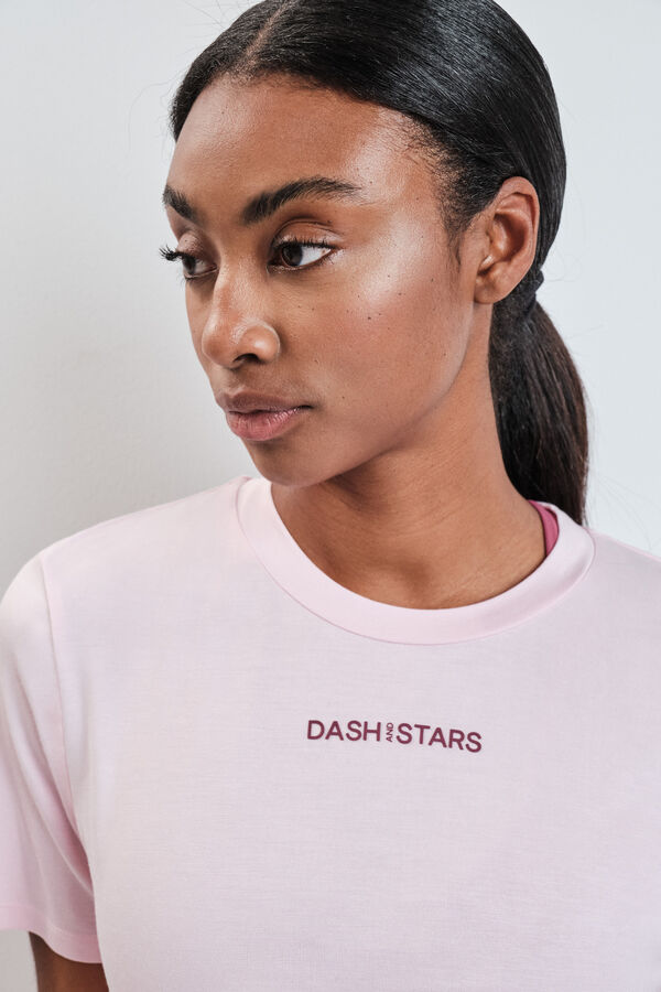 Dash and Stars T-shirt manga curta em modal rosa rosa