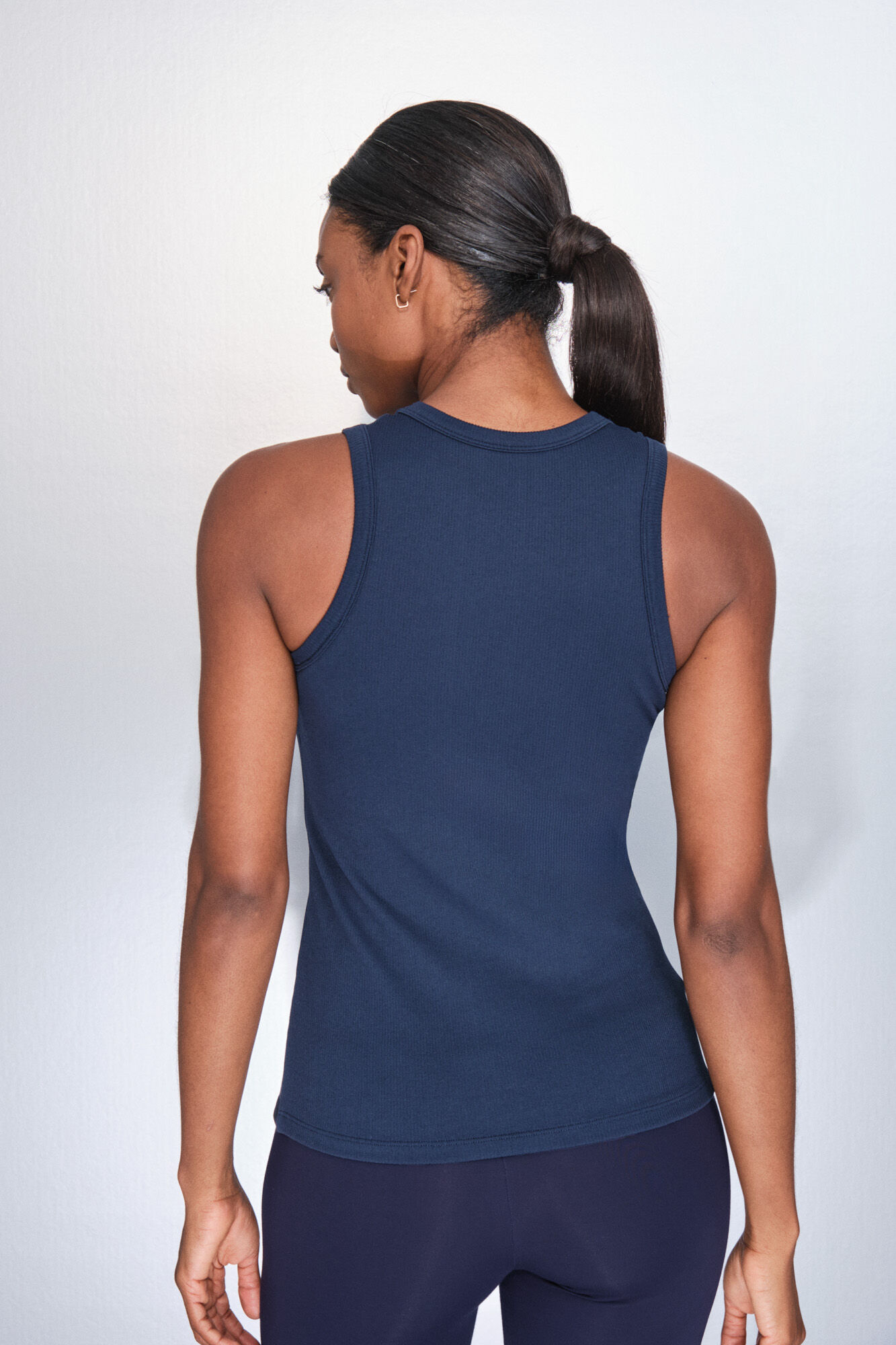 Dash and Stars T-shirt halter de algod&atilde;o canelado azul