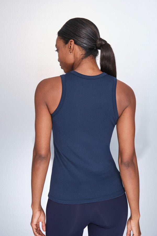 Dash and Stars T-shirt halter de algodão canelado azul azul