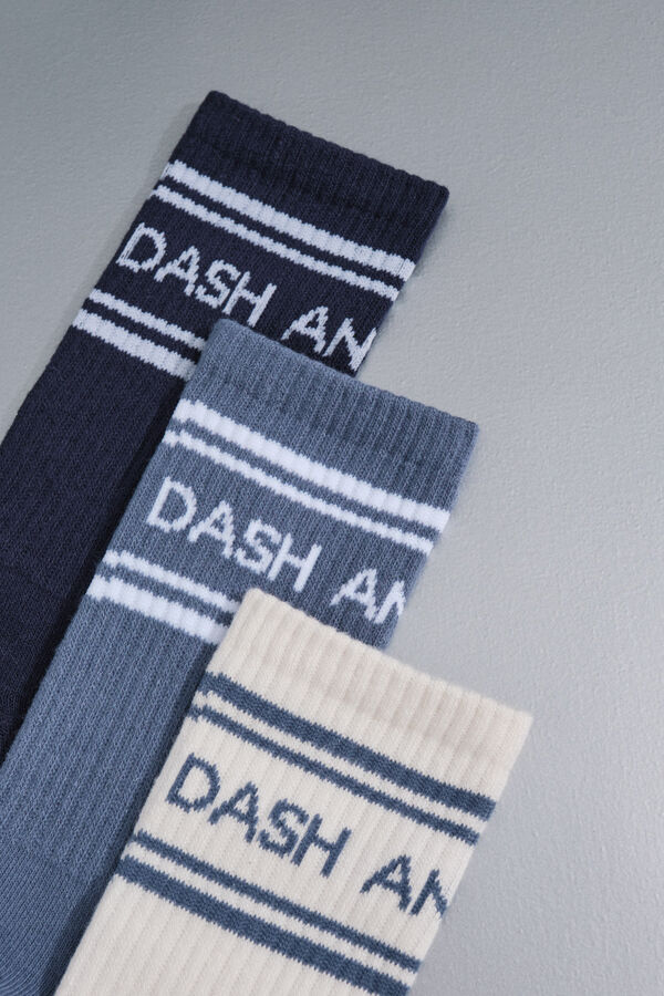 Dash and Stars Pacote com 3 meias de meias azul