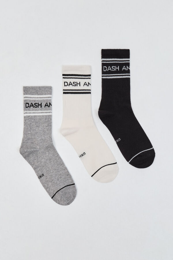 Dash and Stars Pack 3 meias em algod&atilde;o branco
