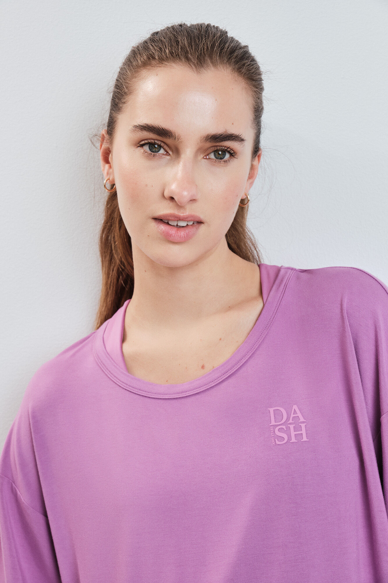 Dash and Stars T-shirt manga curta extrassuave rosa