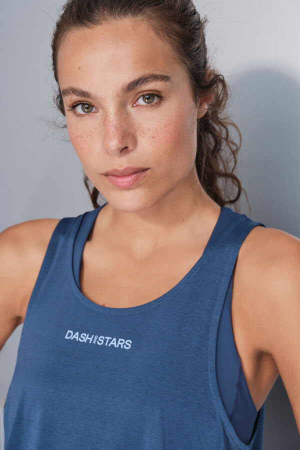 Dash and Stars T-shirt halter assimétrico azul azul