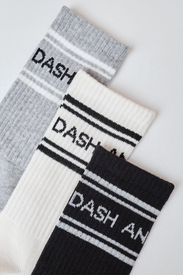 Dash and Stars Pack 3 meias m&eacute;dias em algod&atilde;o branco