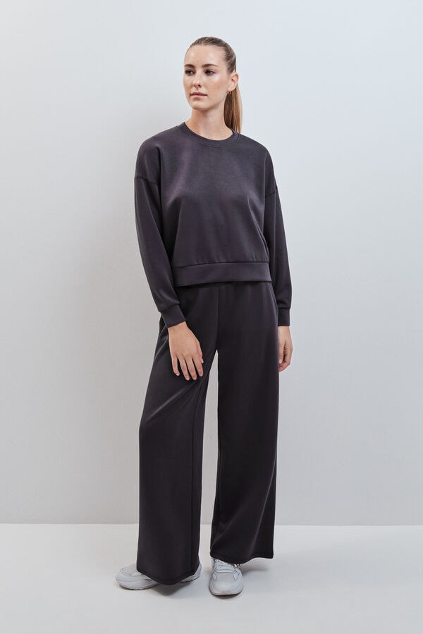 Dash and Stars Sweatshirt college em modal cinza cinzento