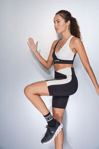 Dash and Stars Leggings de ciclismo 4D STRETCH pretas e brancas