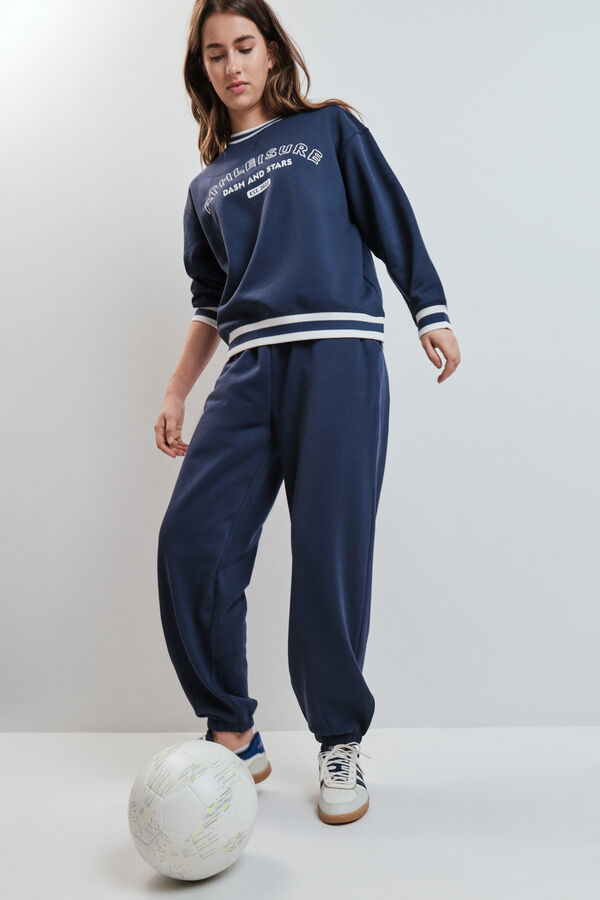 Dash and Stars Cal&ccedil;a reta em felpa azul azul