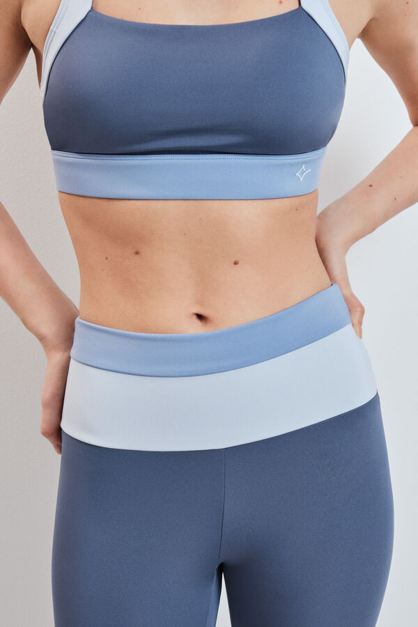 Dash and Stars Legging curta 4D STRETCH color block azul azul