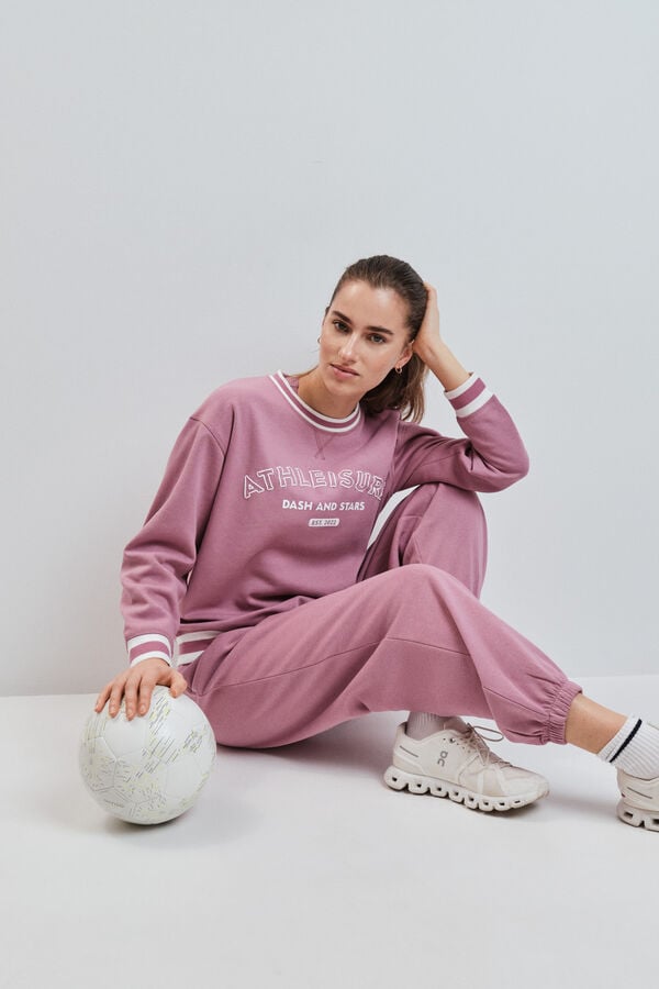Dash and Stars Sweatshirt college em felpa rosa rosa