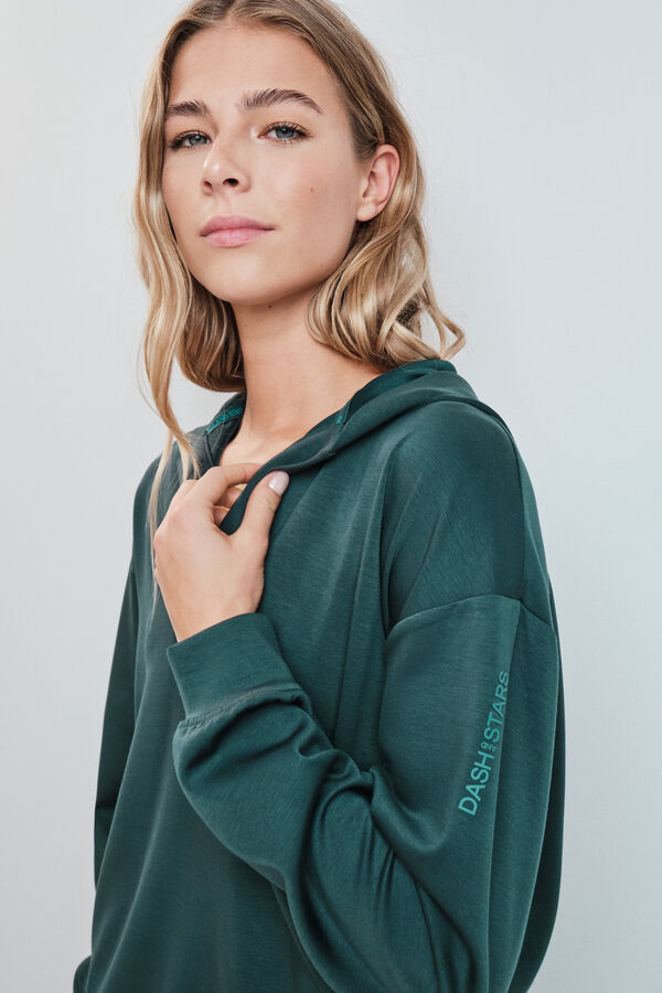 Dash and Stars Sweatshirt com capuz verde verde