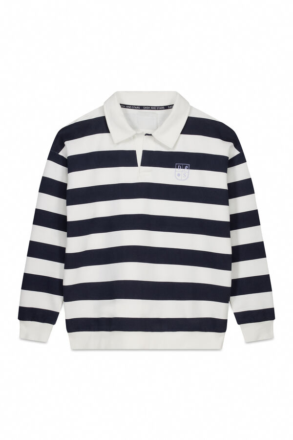Dash and Stars Sweatshirt 100% algodão com estampado riscas azul