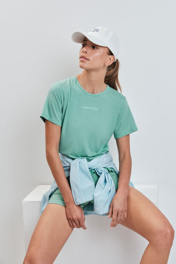 Dash and Stars T-shirt com abertura nas costas verde verde