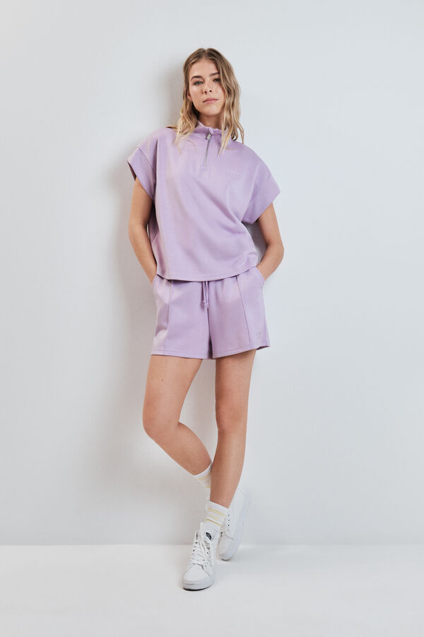 Dash and Stars Sweatshirt manga curta em viscose suave rosa rosa