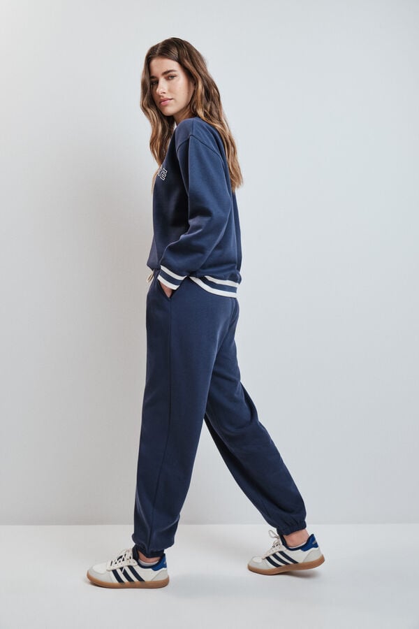 Dash and Stars Cal&ccedil;a reta em felpa azul azul