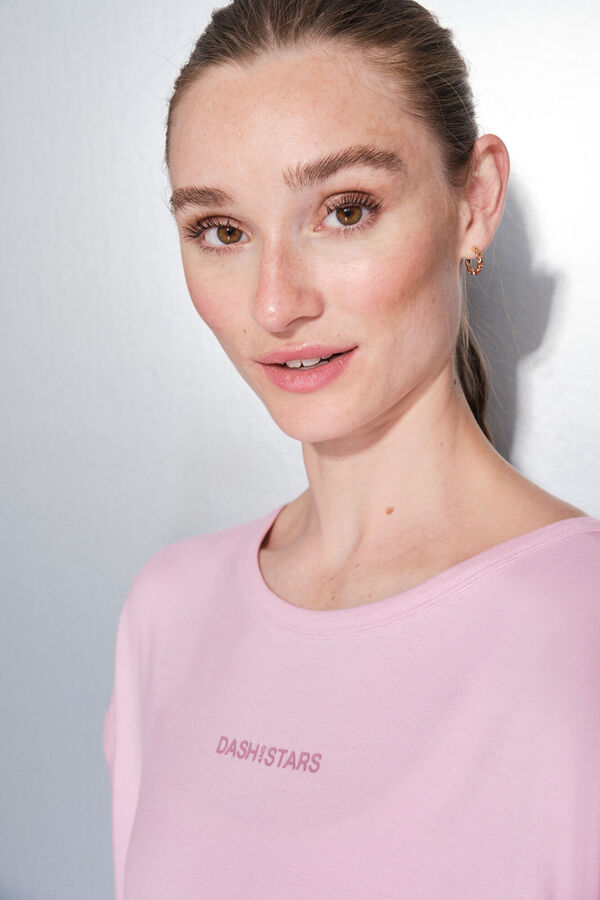 Dash and Stars T-shirt rosa de tecido extrassuave rosa