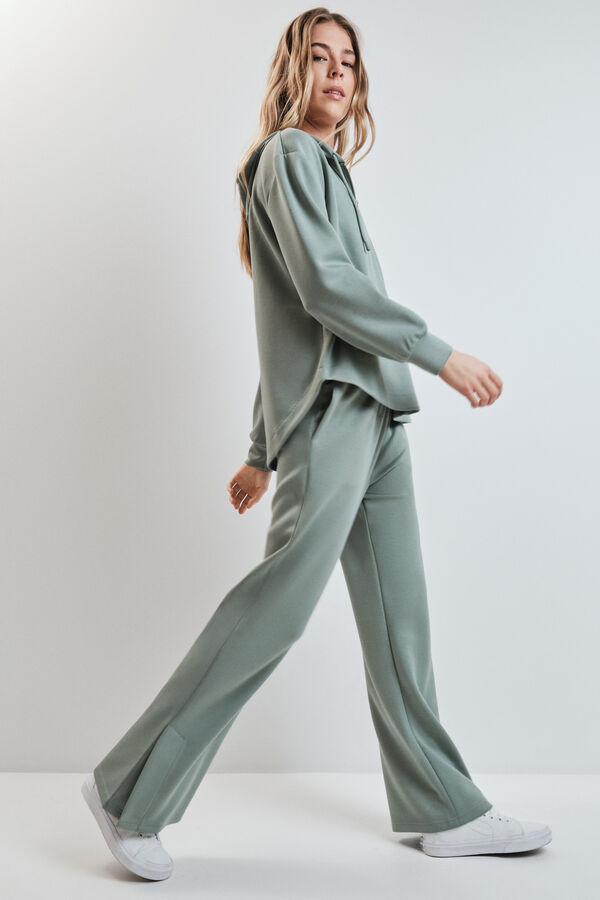 Dash and Stars Cal&ccedil;as compridas largas em viscose suave verde verde