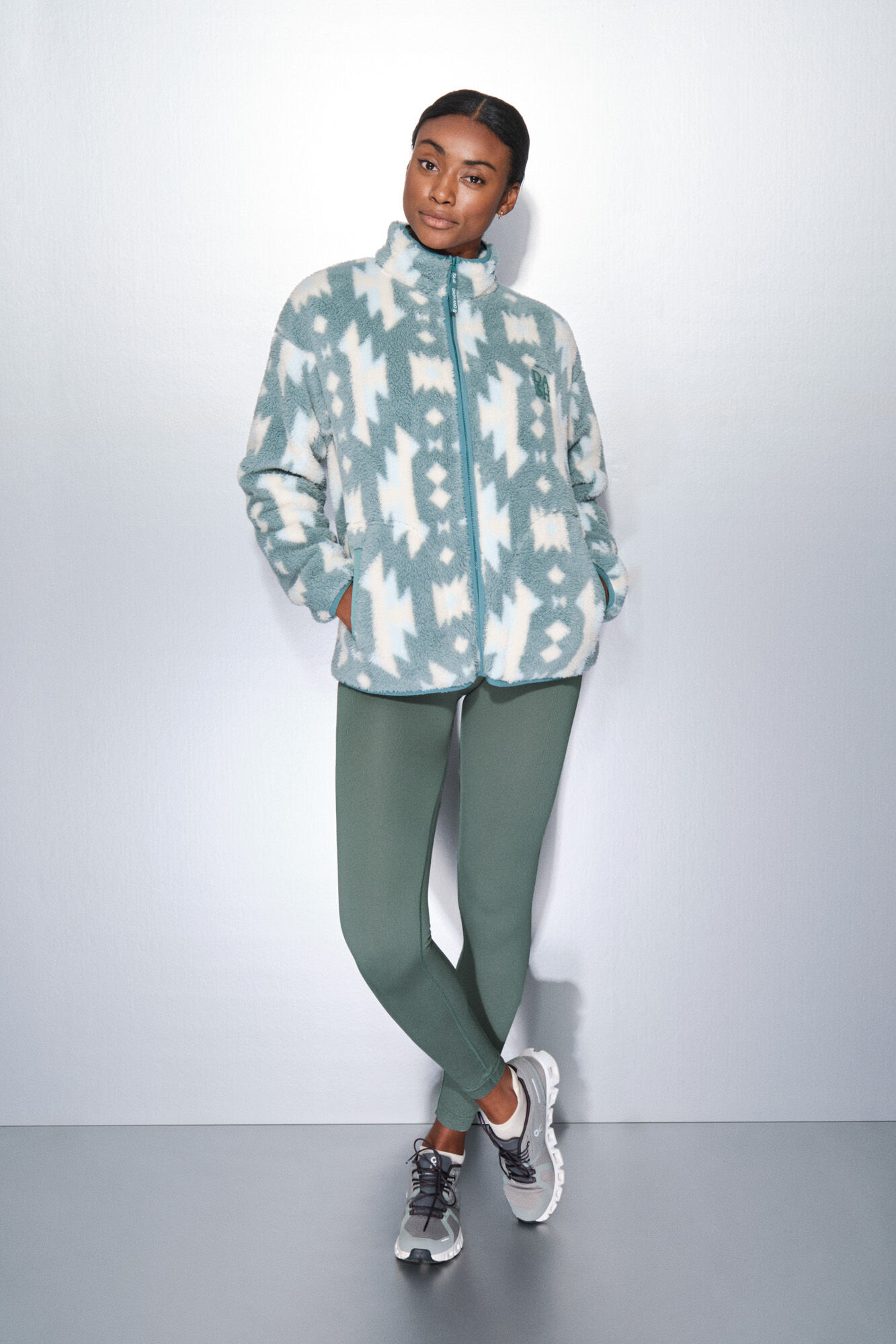 Dash and Stars Fecho-&Eacute;clair de l&atilde; com sweatshirt verde polar