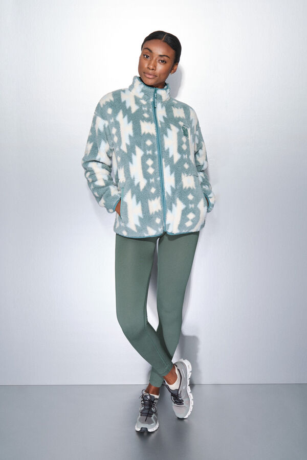 Dash and Stars Fecho-Éclair de lã com sweatshirt verde polar verde