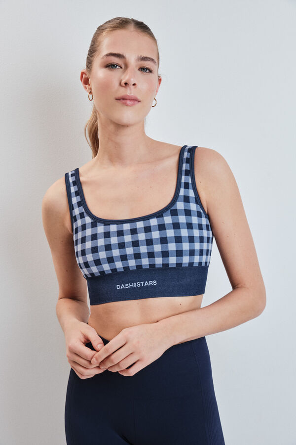 Dash and Stars Soutien desportivo SEAMLESS COMFORT estampado vichy azul azul