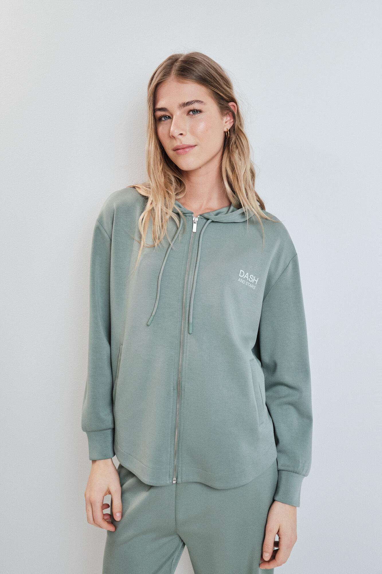 Dash and Stars Casaco com capuz em viscose suave verde