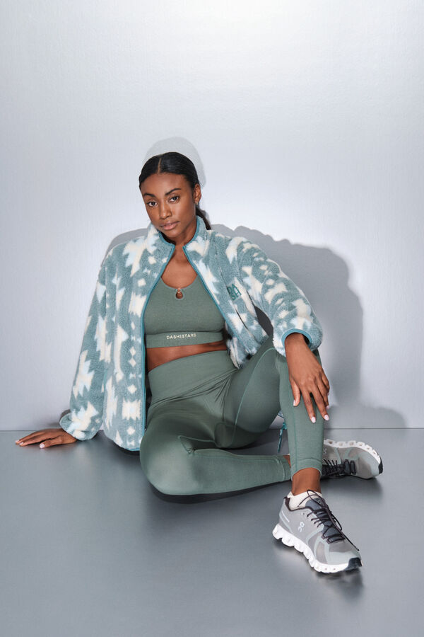 Dash and Stars Fecho-Éclair de lã com sweatshirt verde polar verde