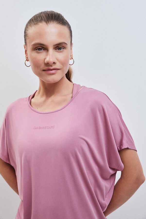 Dash and Stars T-shirt de manga curta em modal rosa rosa