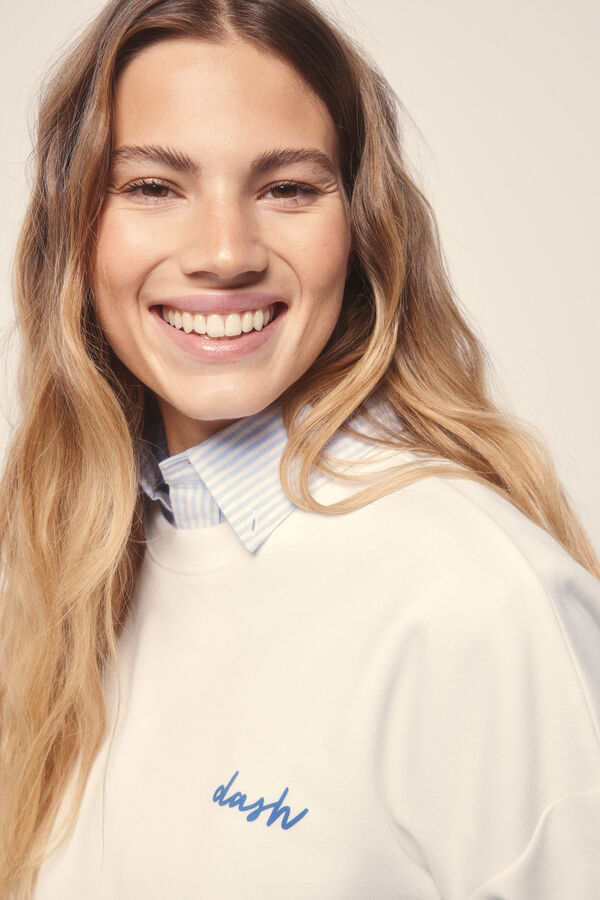 Dash and Stars Moletom de pelúcia piqué Sweatshirt beige