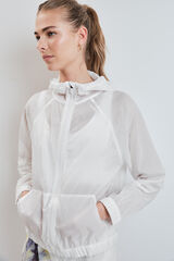 Dash and Stars White hooded windbreaker jacket white