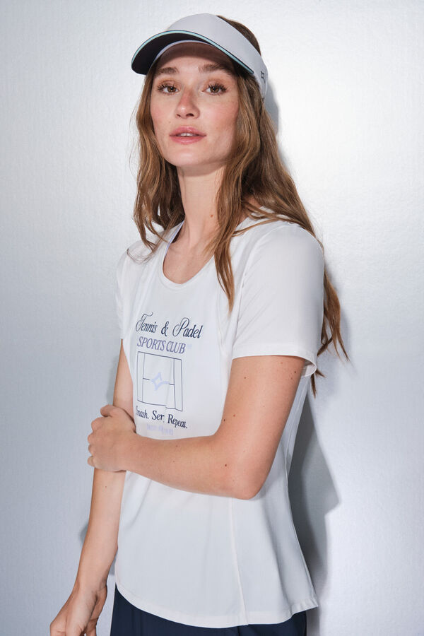Dash and Stars T-shirt branca de manga curta beige
