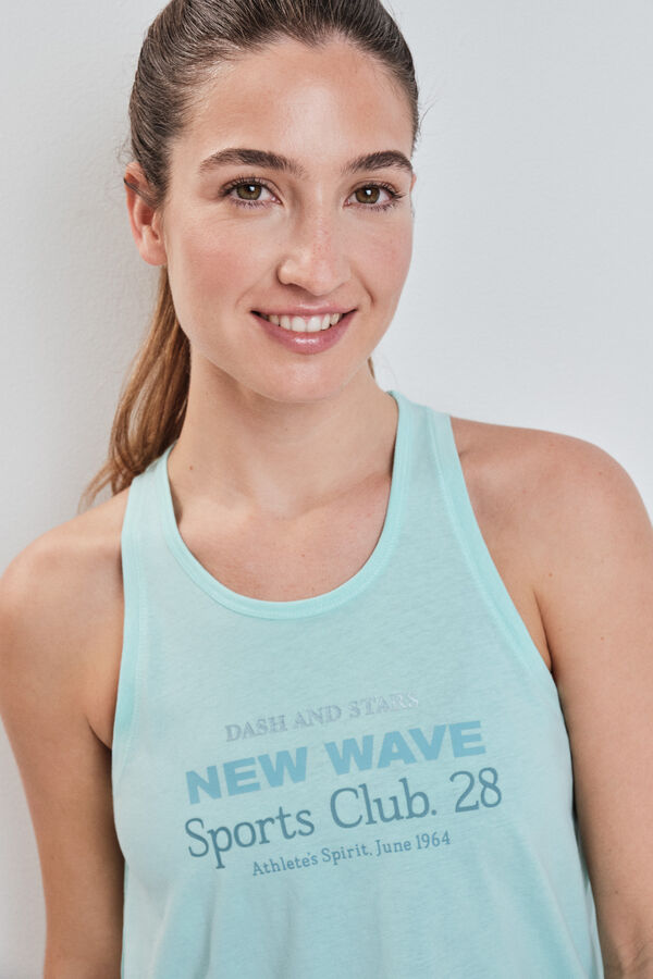 Dash and Stars T-shirt sem mangas em algod&atilde;o azul azul