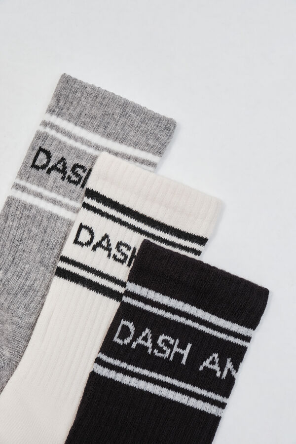 Dash and Stars Pack 3 meias em algod&atilde;o branco