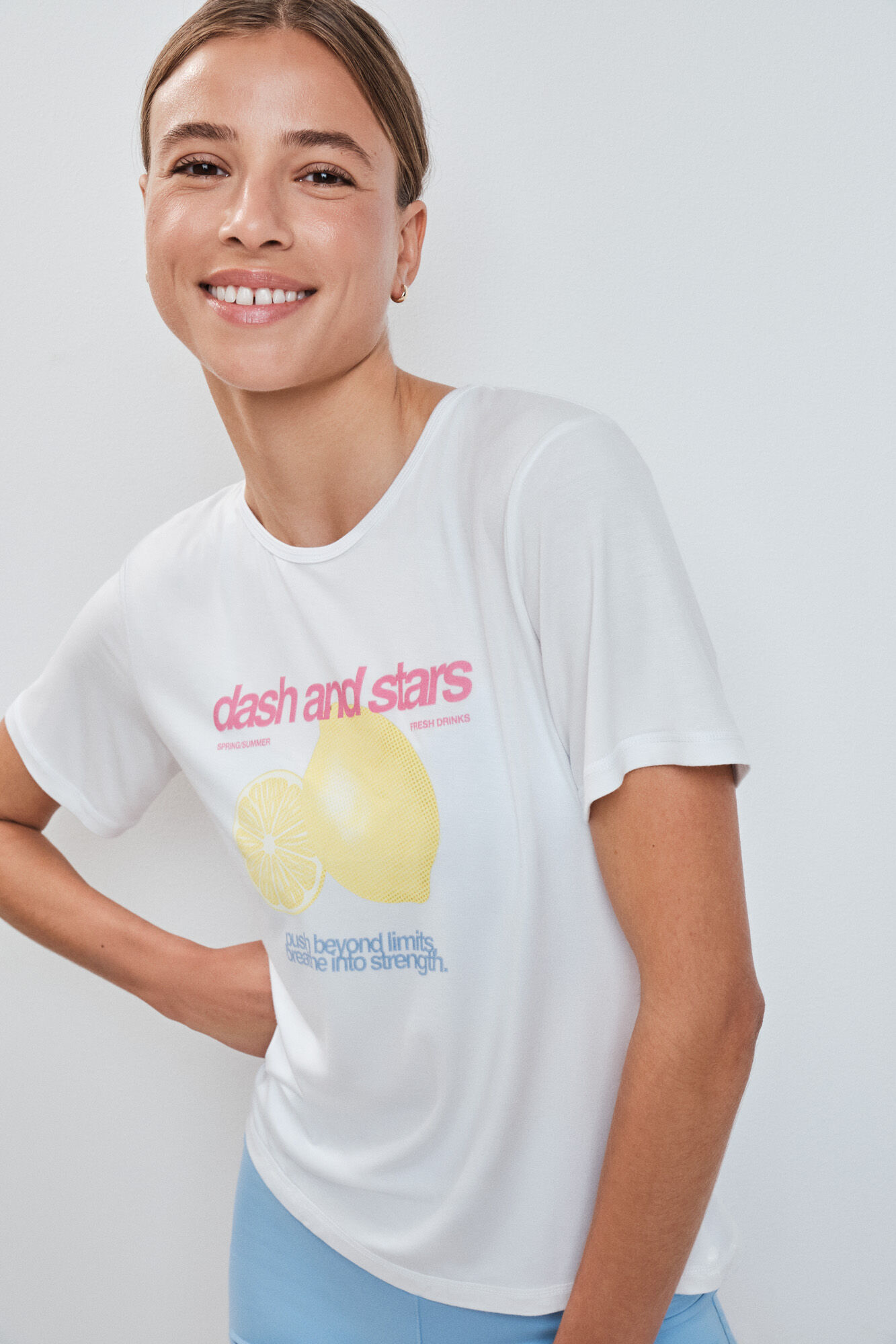 Dash and Stars T-shirt com abertura nas costas branco