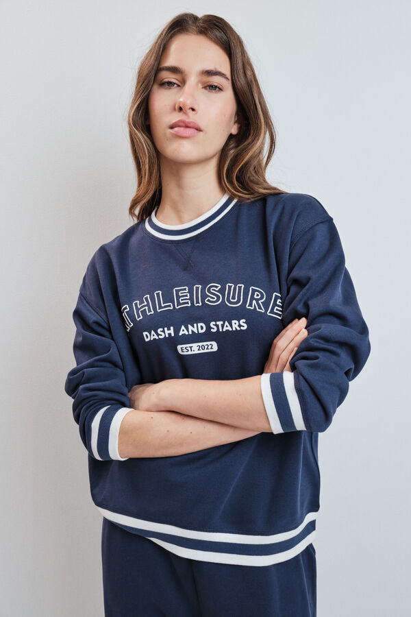 Dash and Stars Sweatshirt college em molet&atilde;o azul azul