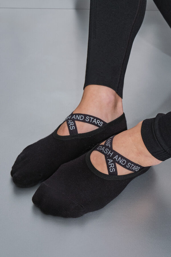 Dash and Stars  Meias de balé de algodão preto preto