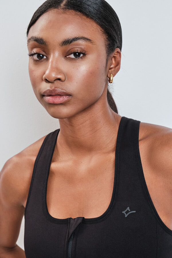 Dash and Stars Soutien desportivo fecho-&eacute;clair central SEAMLESS FIT preto preto