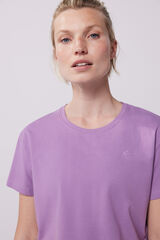 Dash and Stars Purple short-sleeved cropped T-shirt printed