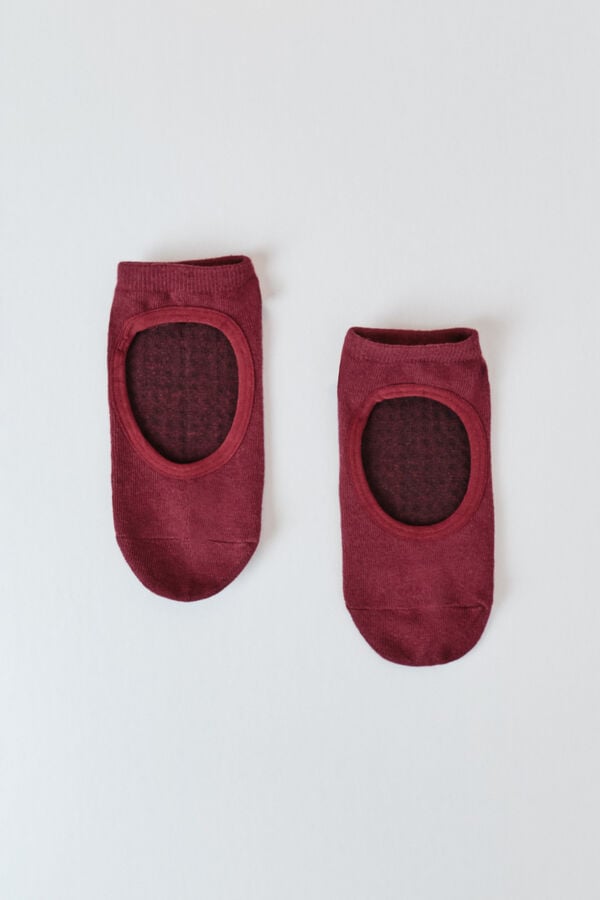 Dash and Stars Meias sapatilha de ballet em algod&atilde;o granate vermelho