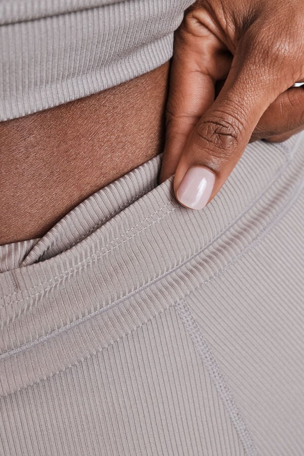 Dash and Stars Cal&ccedil;a comprida palazzo canelada bege cru