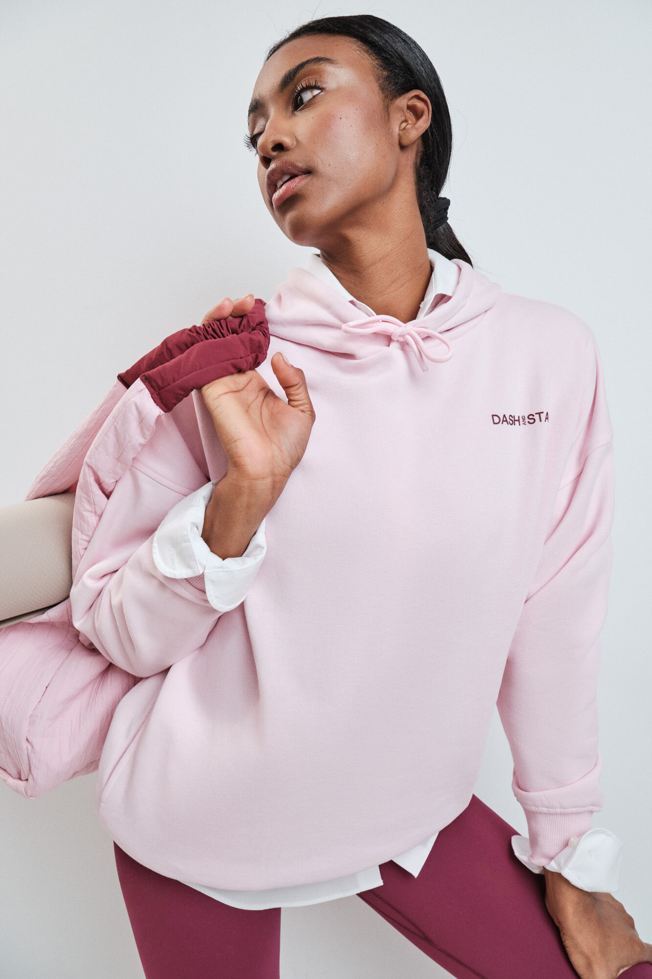 Dash and Stars Sweatshirt de molet&atilde;o de algod&atilde;o rosa